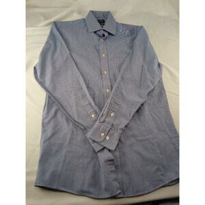 Mens Arrow Blue White Button Down Shirt Long Sleeve Size 14-14.5